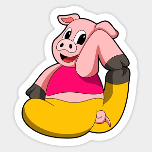 Pig at Yoga funny Sticker